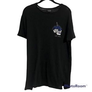 🌺 ZARA MAN Lost Soul Short Sleeve Black Shirt Skull Graphic Size Large